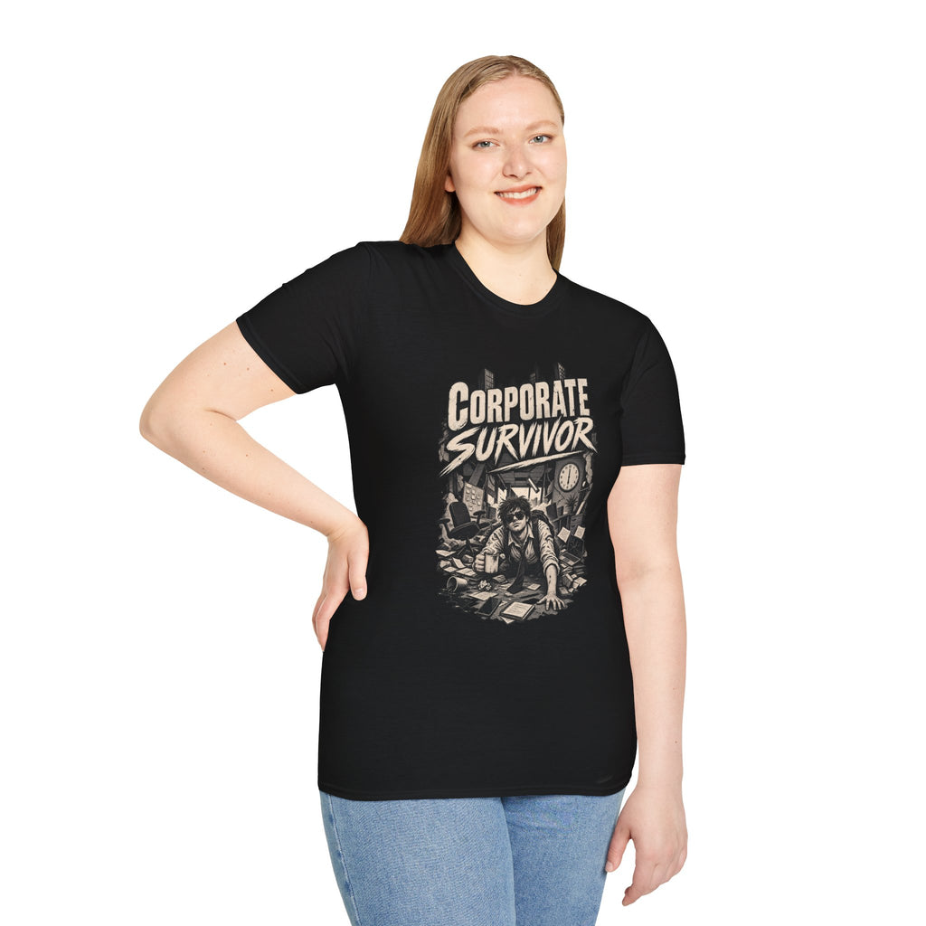 Funny Dark Humor Tshirt — Funny Office Tshirt Dark Humor Graphic Tee Unique Coworker Gift CORPORATE SURVIVOR Shirt