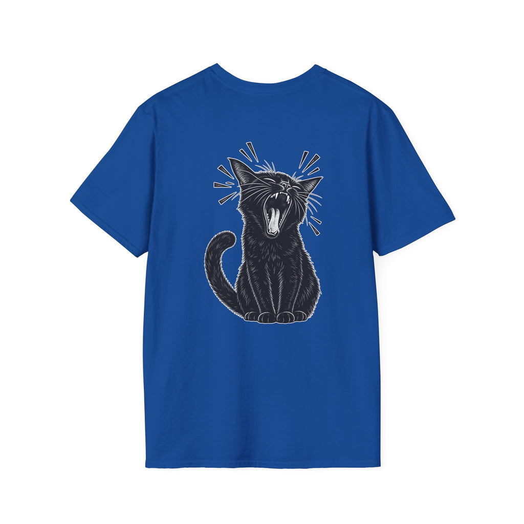Black Cat Shirt Funny Yawn Comic Style Cat Lover Graphic Tee Unique Gift Black Cat T shirt