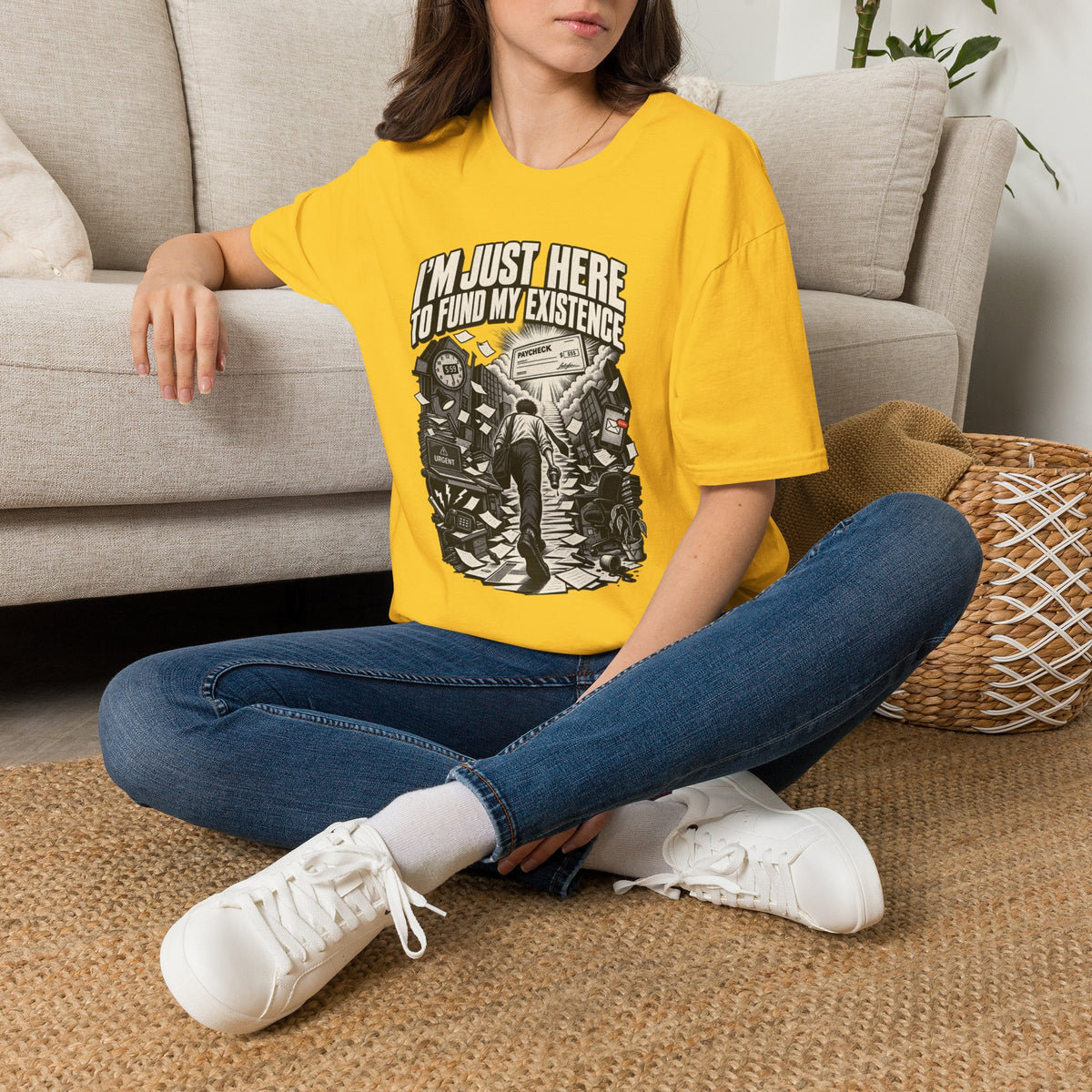 Funny Dark Humor Tshirt — Funny Office Tshirt Dark Humor Graphic Tee Unique Coworker Gift I'M JUST HERE TO FUND MY EXISTENCE Shirt