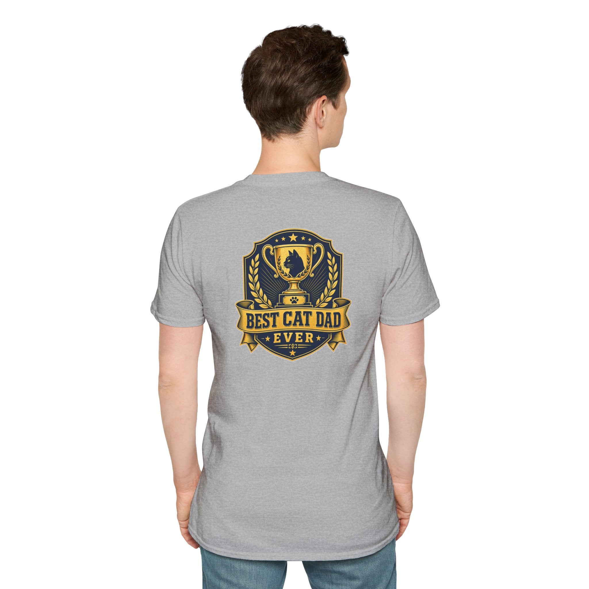 Best Cat Dad Ever Shirt Vintage Trophy Badge Cat Lover Graphic Tee Dark Humor Tee Unique Gift Funny Tshirt
