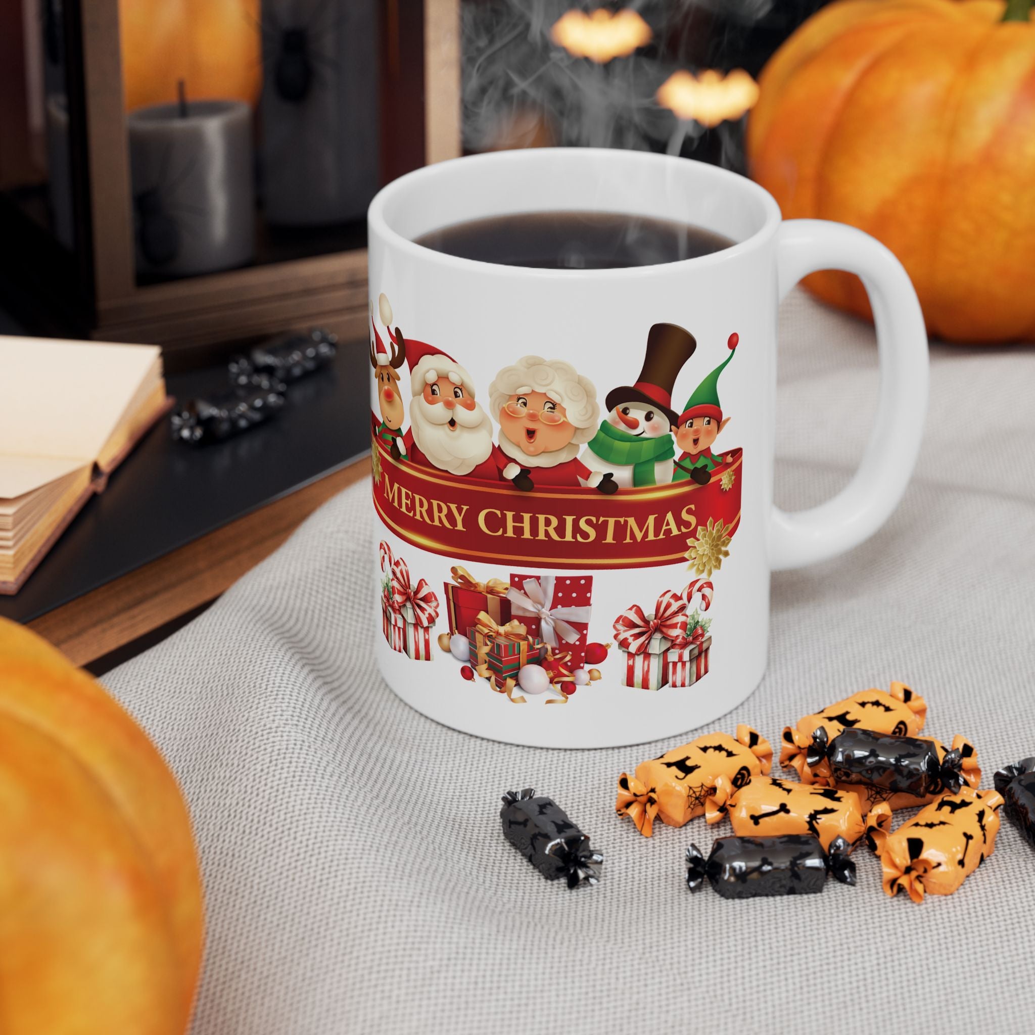 Christmas Mug Funny Santa Claus Mug Unique Cute Gift Coffee Cup Snowman Moose 11oz