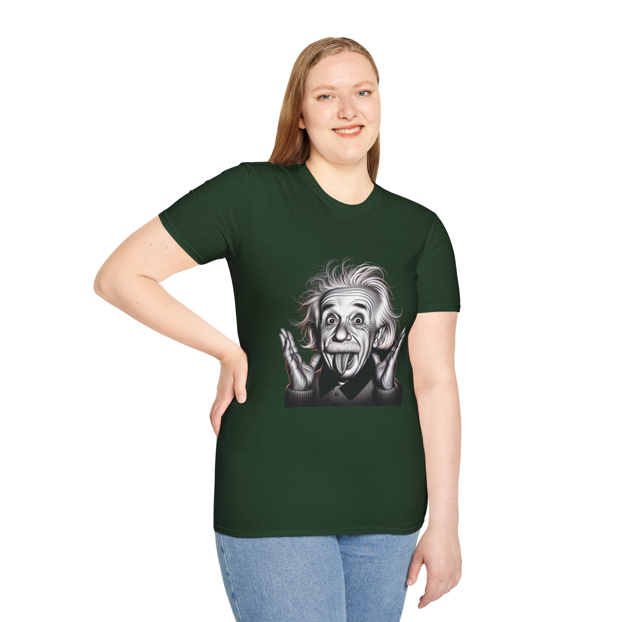 Funny Albert Einstein Print T-Shirt Unisex Softstyle T-Shirt Cotton Unique Gift