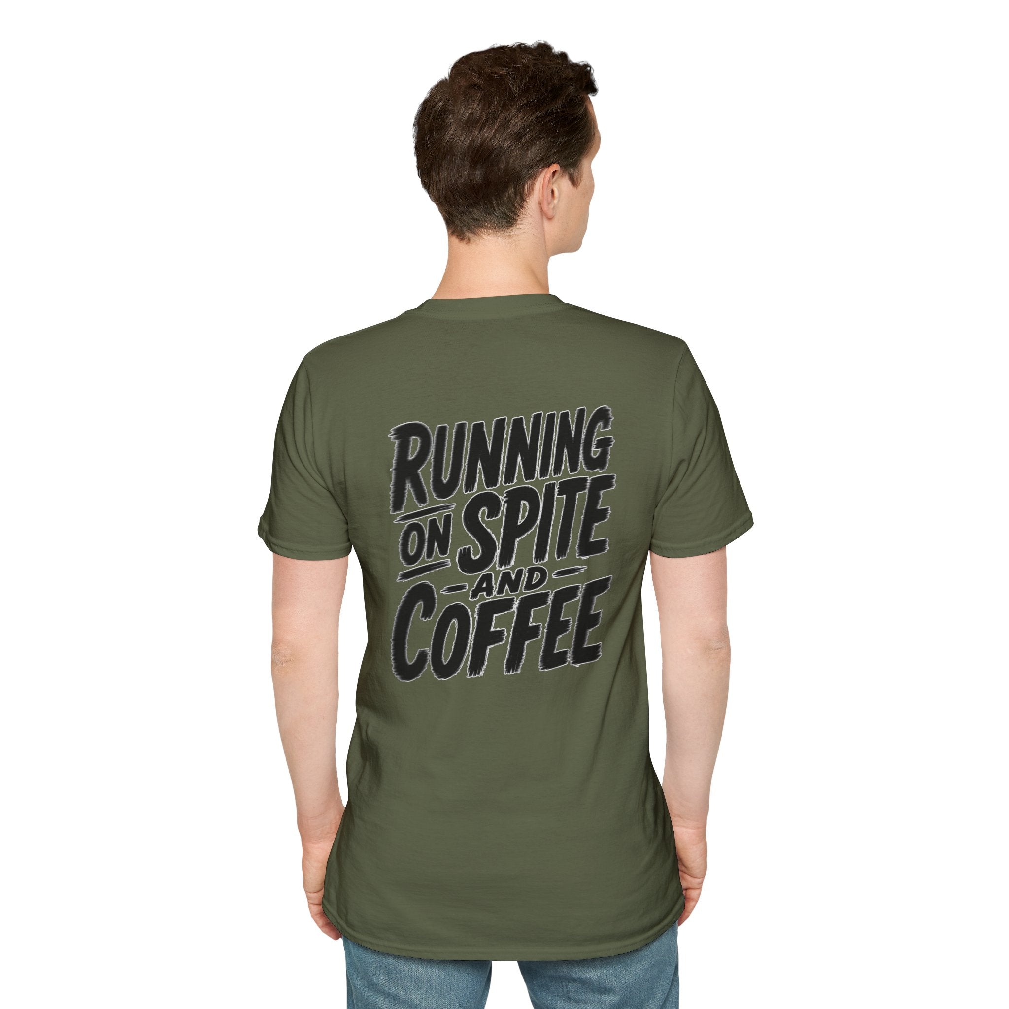 Funny Dark Humor Tshirt Running on Spite and Coffee Shirt — Dark Humor Coffee Lover Graphic Tee