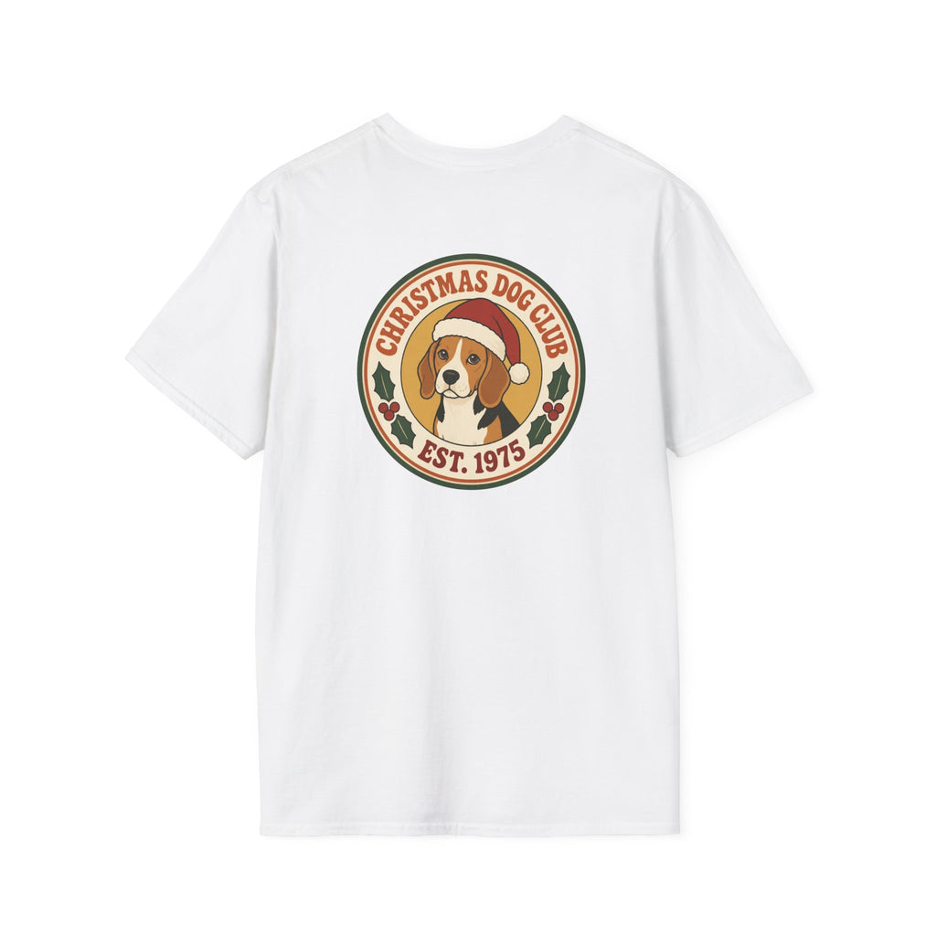Retro Christmas Dog T-Shirt Christmas Dog Club Vintage Dog Lover Shirt Unisex Softstyle Tee Christmas Gift