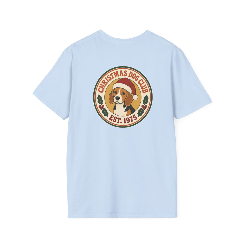 Retro Christmas Dog T-Shirt Christmas Dog Club Vintage Dog Lover Shirt Unisex Softstyle Tee Christmas Gift
