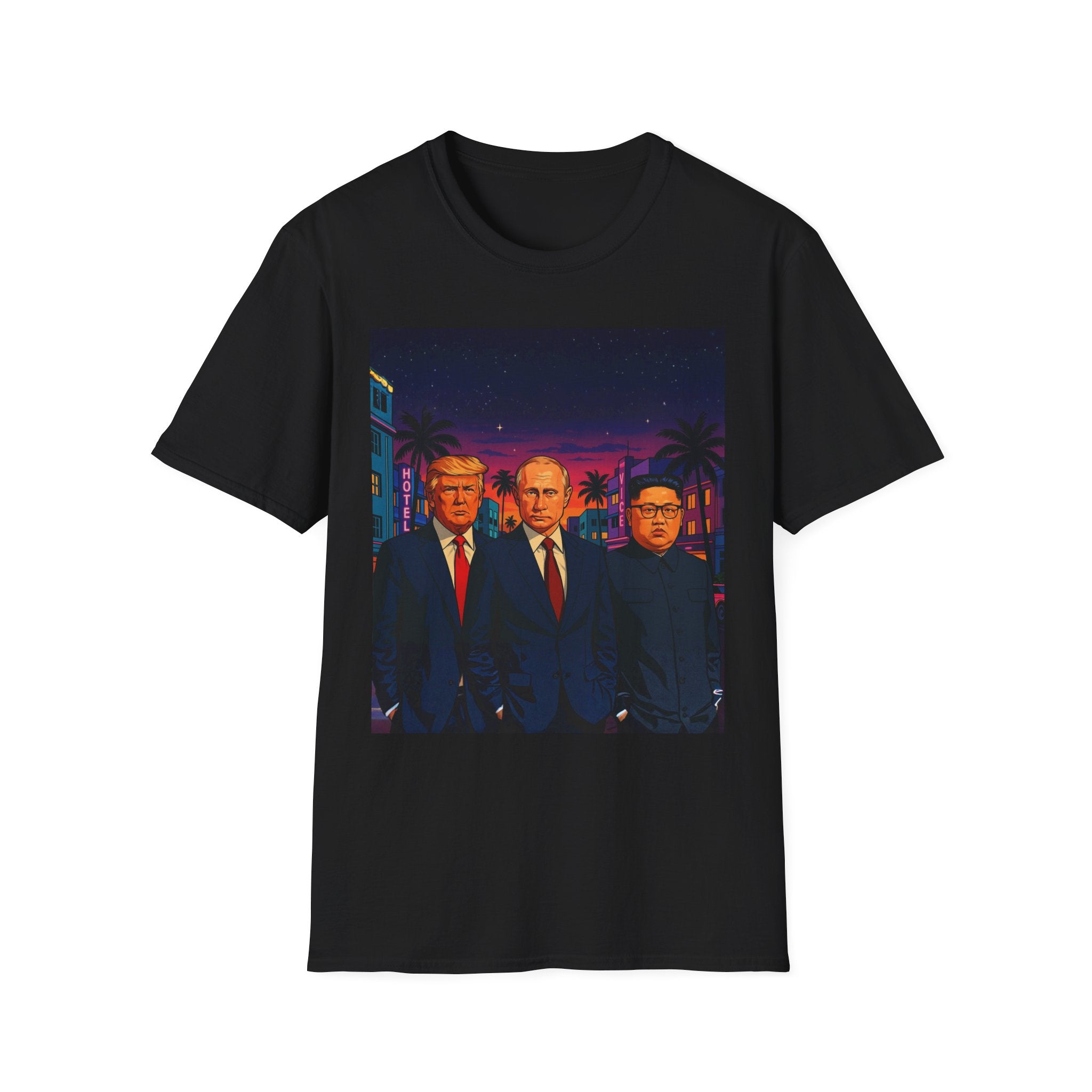 Funny Donald Trump Kim Putin in Miami T-Shirt Unique Unisex Softstyle Gift New