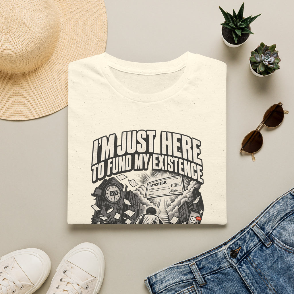 Funny Dark Humor Tshirt — Funny Office Tshirt Dark Humor Graphic Tee Unique Coworker Gift I'M JUST HERE TO FUND MY EXISTENCE Shirt