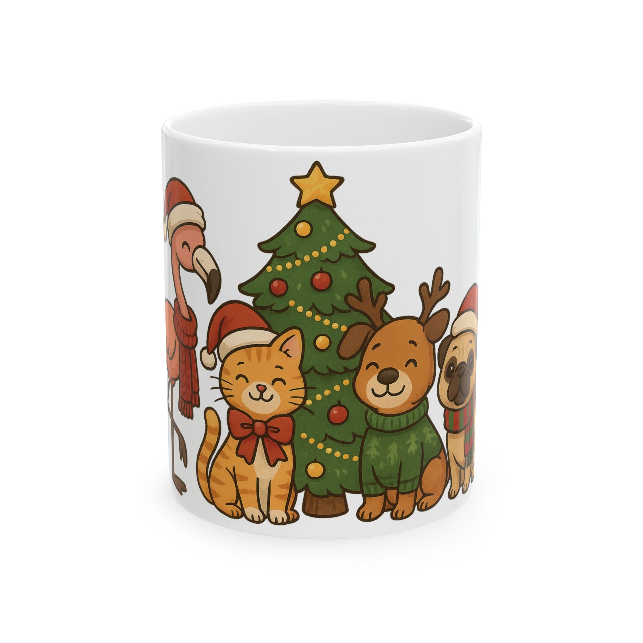 Christmas Mug Funny Flamingo Cat Dog Mug Unique Tea Coffee Cup Gift New Year New