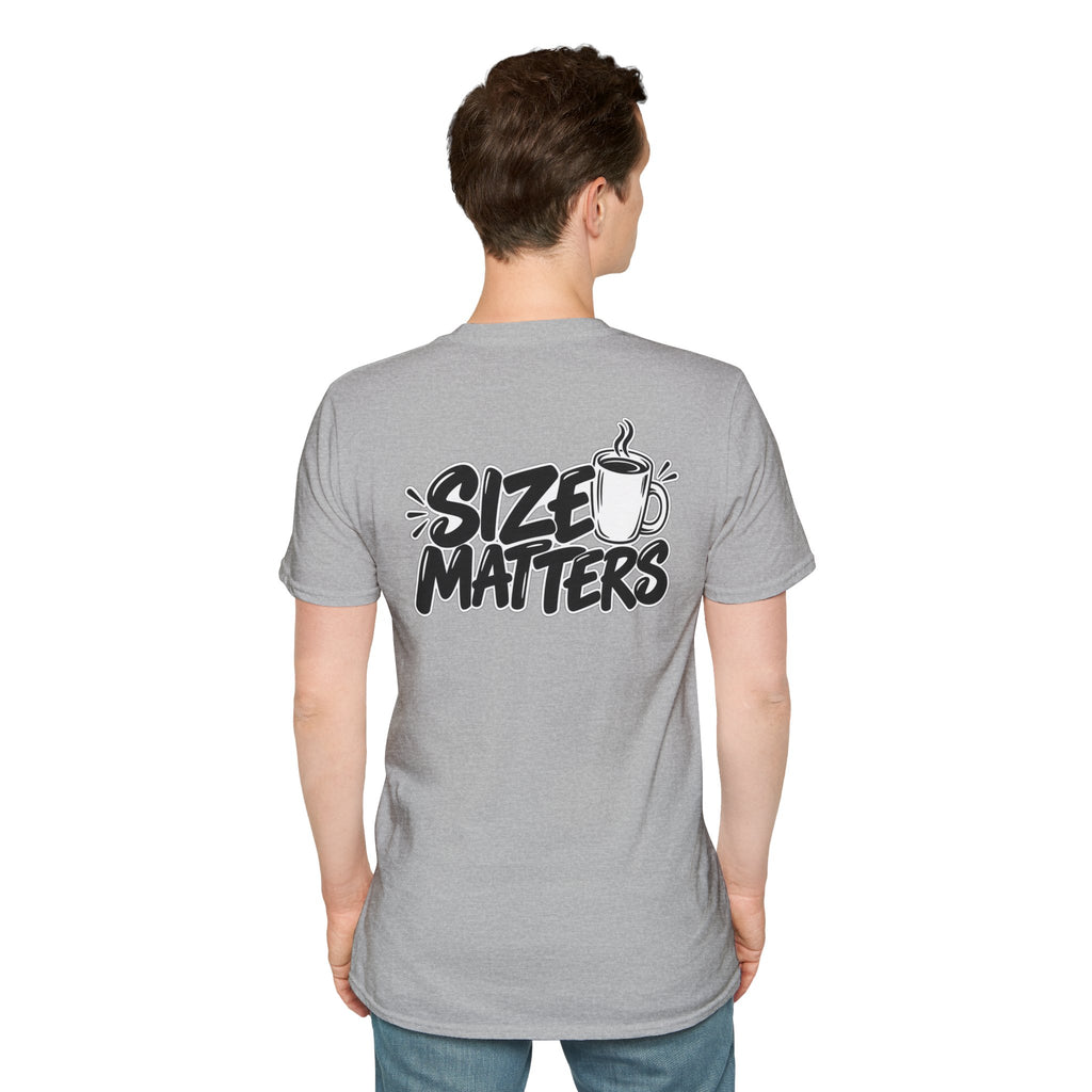 Dark Humor Funny Coffee Shirt Size Matters Novelty Graphic Tee Unique Gift