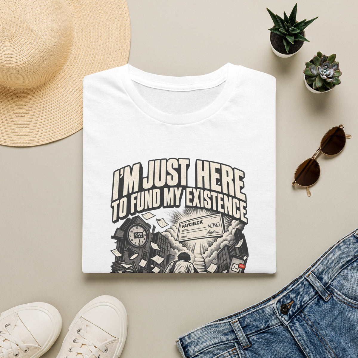 Funny Dark Humor Tshirt — Funny Office Tshirt Dark Humor Graphic Tee Unique Coworker Gift I'M JUST HERE TO FUND MY EXISTENCE Shirt