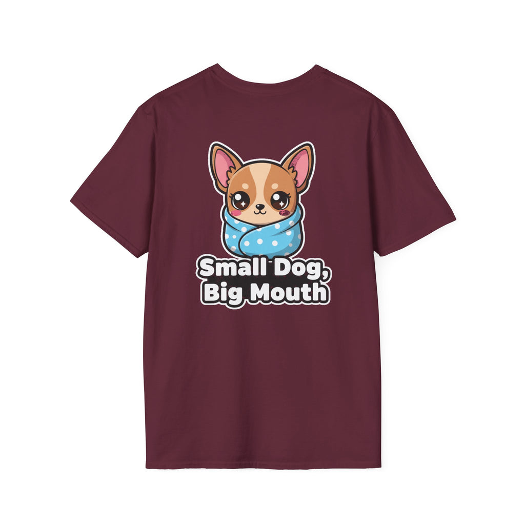 Cute Chihuahua Shirt Small Dog, Big Mouth Funny Dog Lover Unisex Softstyle Tee Gift