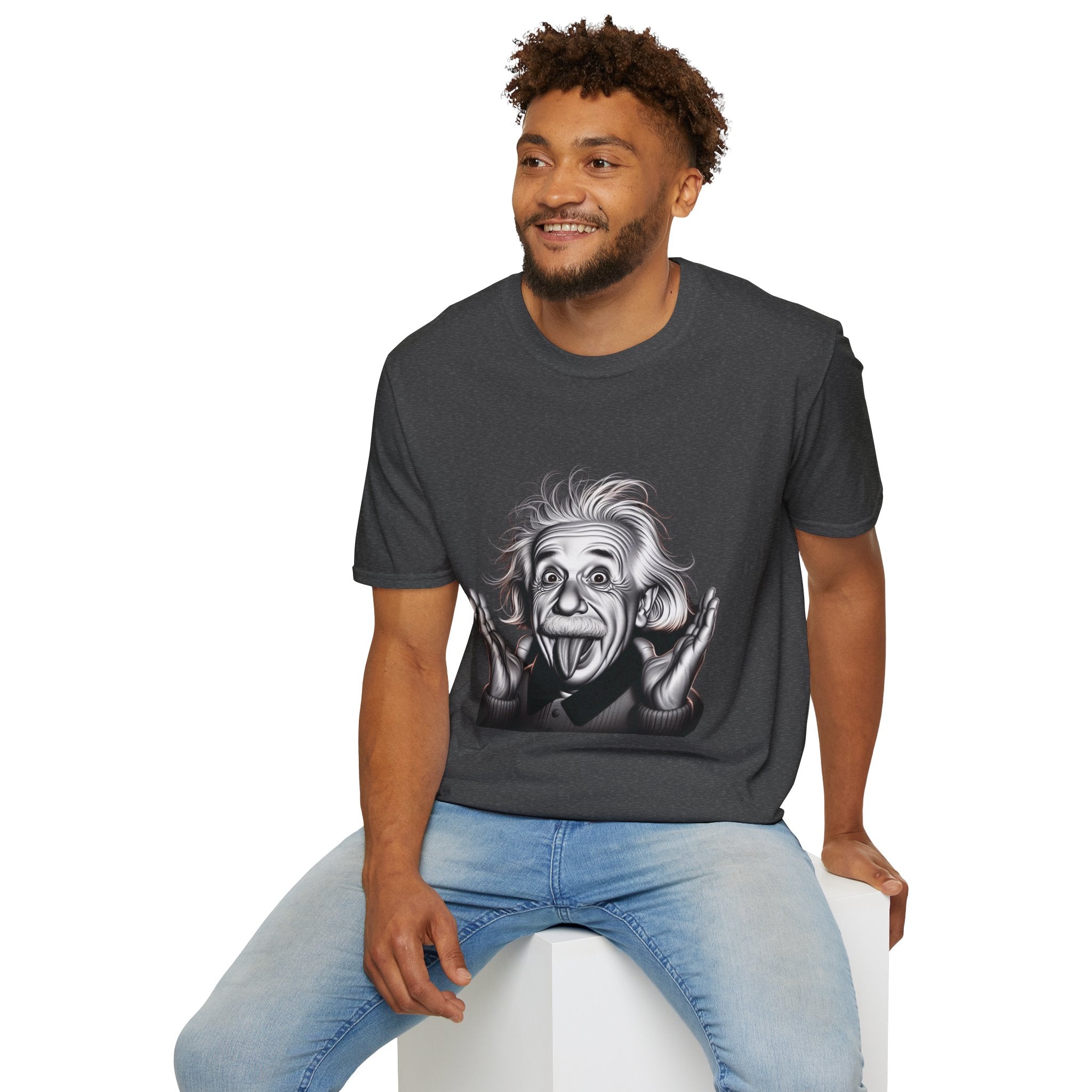 Funny Albert Einstein Print T-Shirt Unisex Softstyle T-Shirt Cotton Unique Gift
