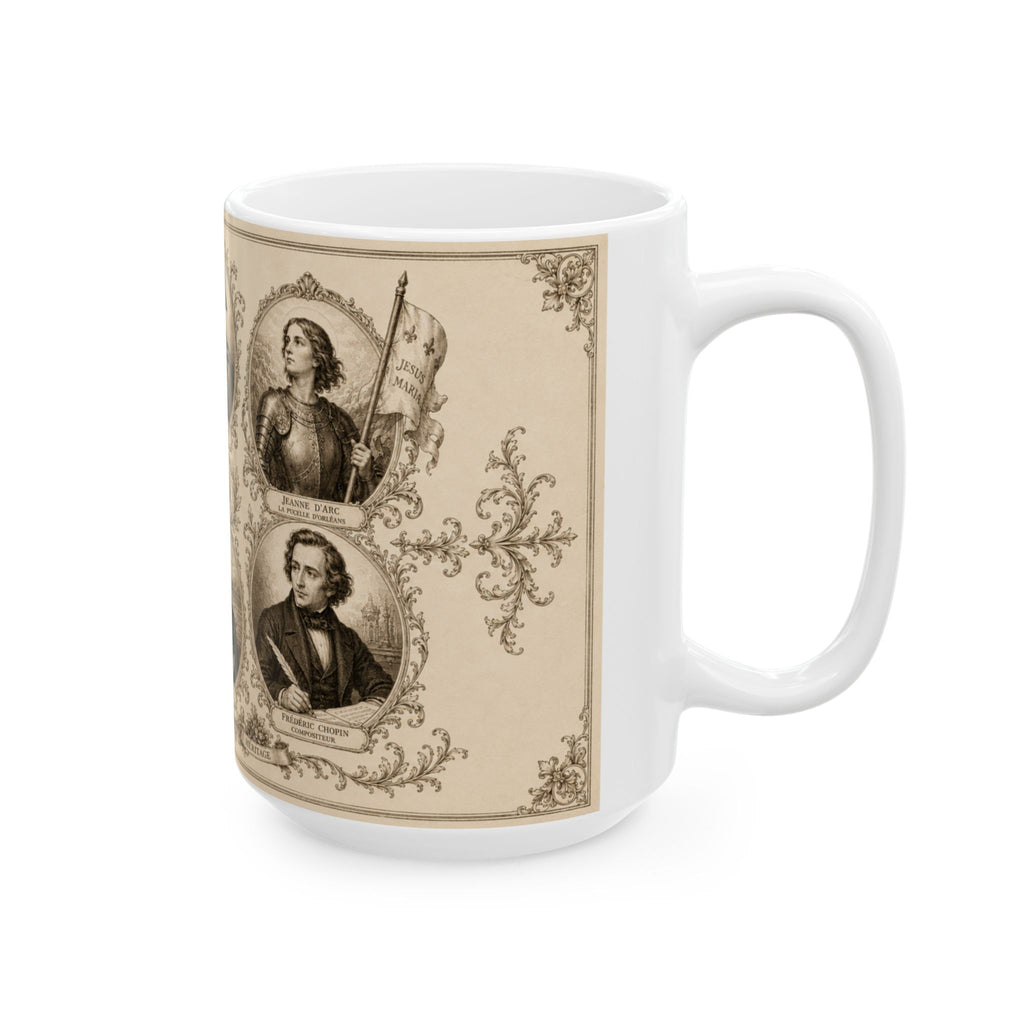 France Icons of History Mug Napoleon Marie Antoinette Voltaire Monet Best French Gift Ceramic Travel Mug