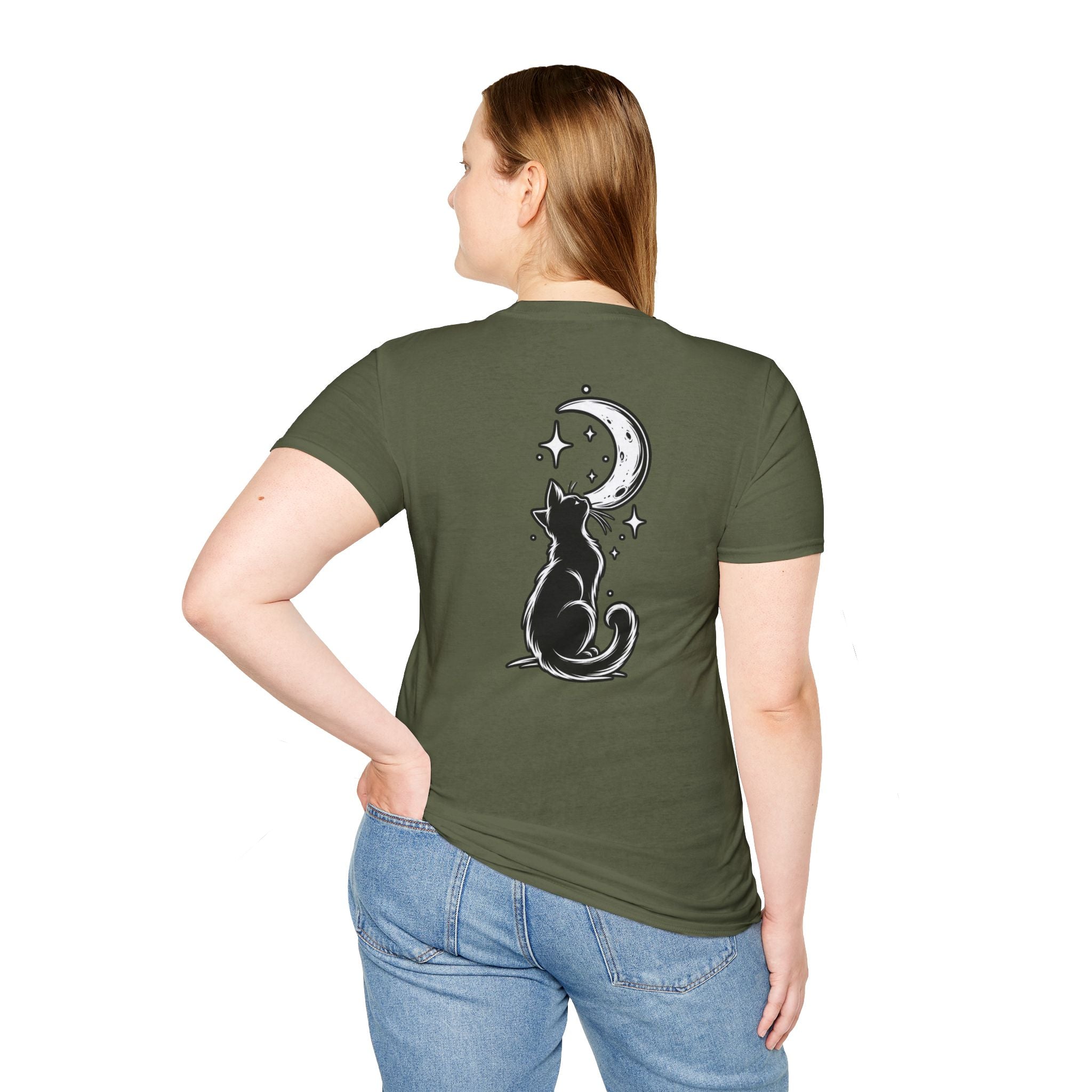 Black Cat Shirt Moon Silhouette Minimalist Funny Cat Lover Graphic Tee Unique Gift Black Cat T shirt