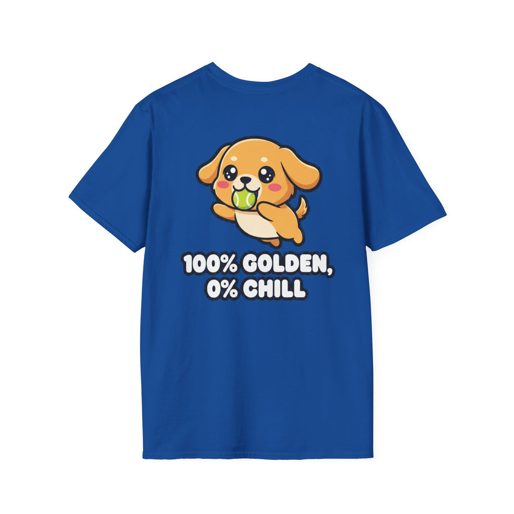 Cute Golden Retriever Shirt 100% Golden, 0% Chill Funny Dog Lover Unisex Softstyle Tee Gift