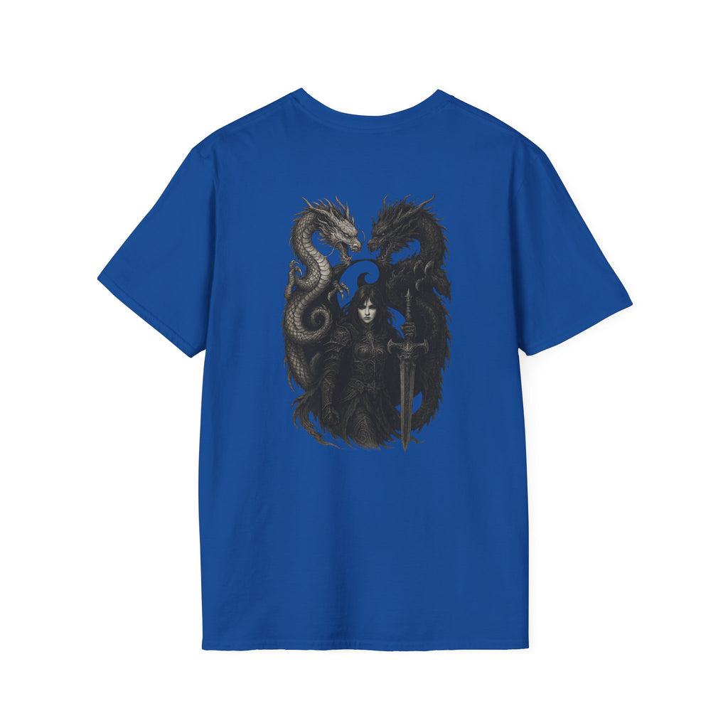 Dragon T-shirt Men Women Graphic Tee Clothing Apparel Symbol Ying Yang In Back