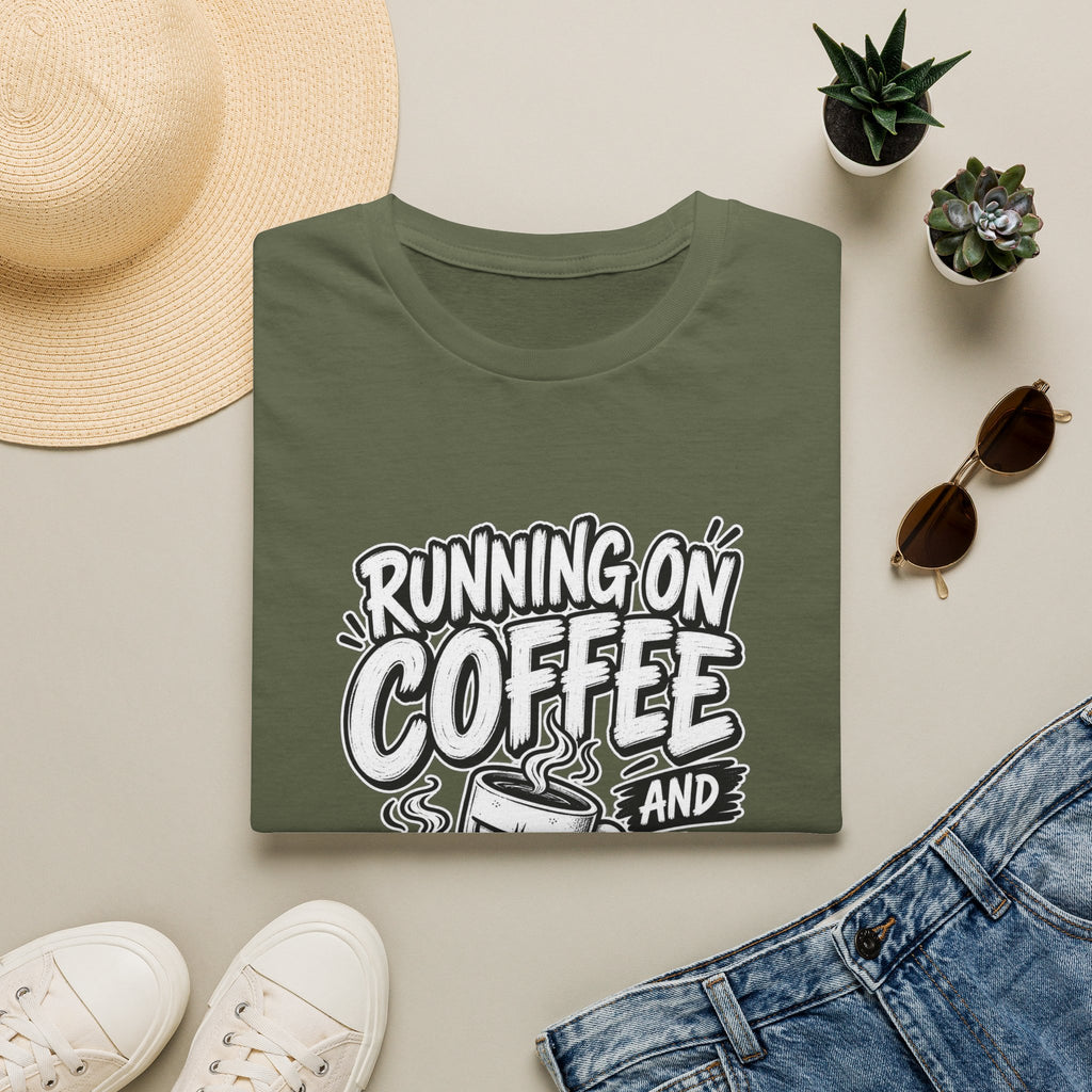 Funny Dark Humor Tshirt — Funny Office Tshirt Dark Humor Graphic Tee Unique Coworker Gift  RUNNING ON COFFEE AND PASSIVE AGGRESSION Shirt