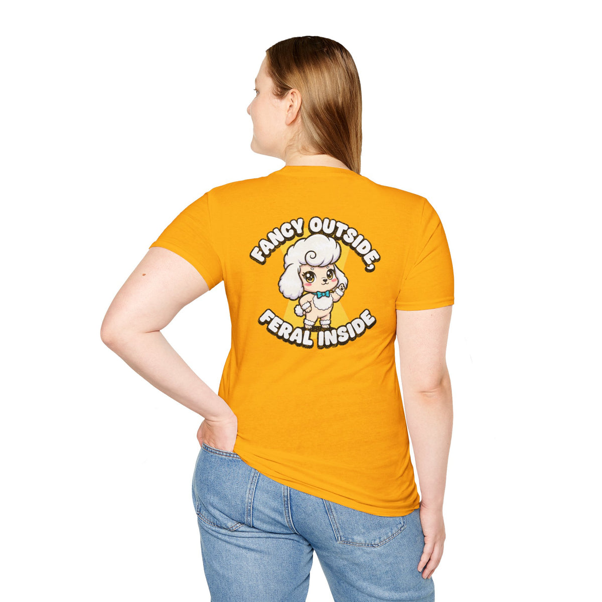 Cute Poodle Shirt Fancy Outside, Feral Inside Funny Dog Lover Unisex Softstyle Tee Gift