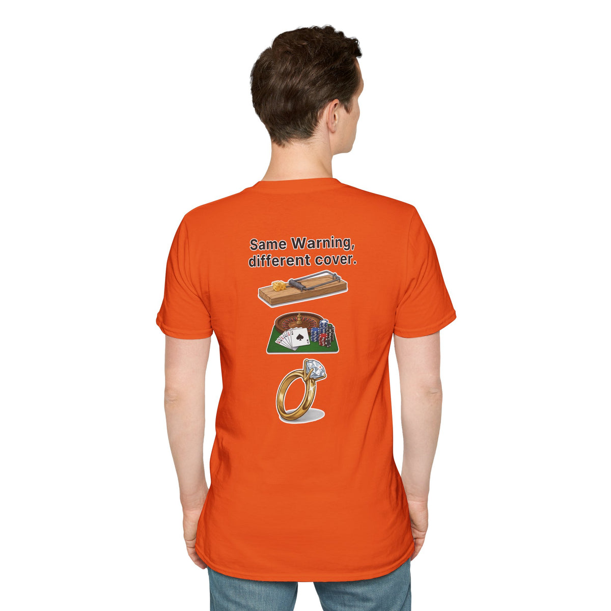 Funny Marriage T-Shirt Same Warning Different Cover Mousetrap Casino Ring Wedding Humor Shirt Groom Bachelor Party Tee
