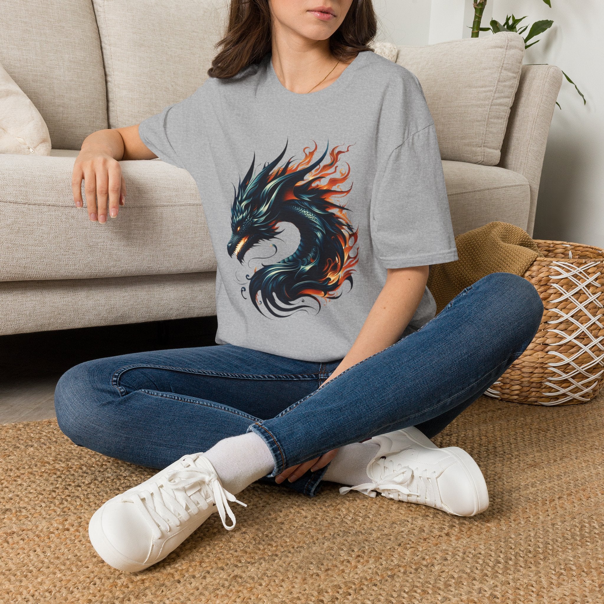 Dragon T-shirt Mens Graphic Tee Clothing Apparel Chinese Symbol Unisex Softstyle