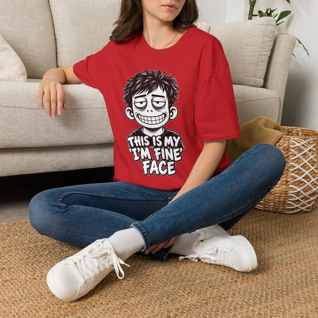 Funny Dark Humor Shirt This Is My I'm Fine Face Funny Office Tee Unique Gift