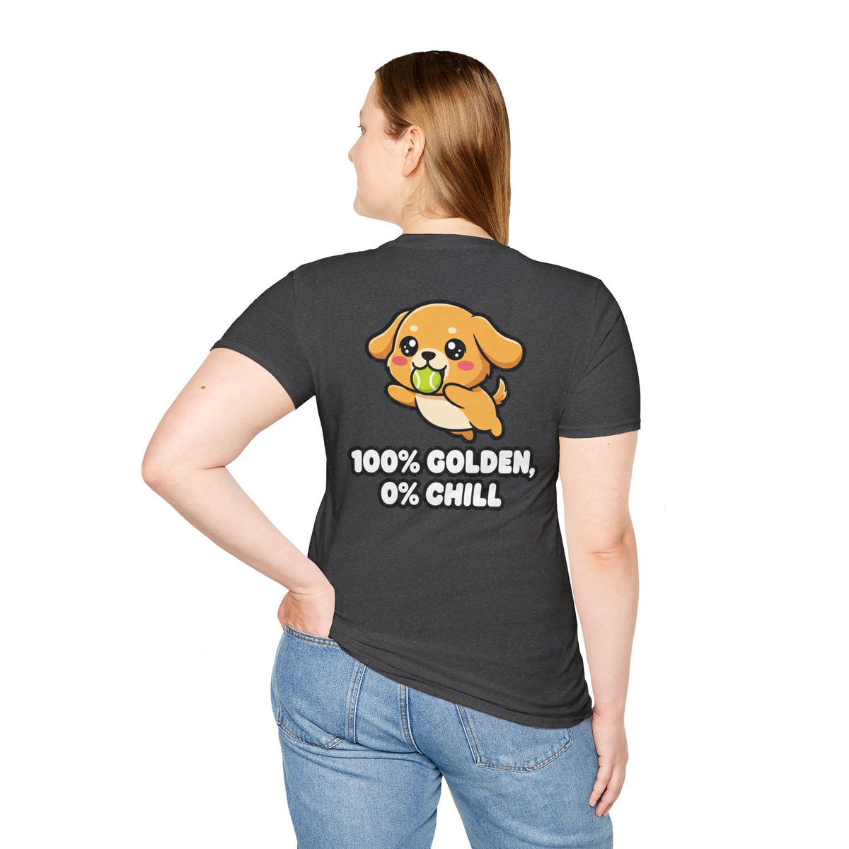 Cute Golden Retriever Shirt 100% Golden, 0% Chill Funny Dog Lover Unisex Softstyle Tee Gift