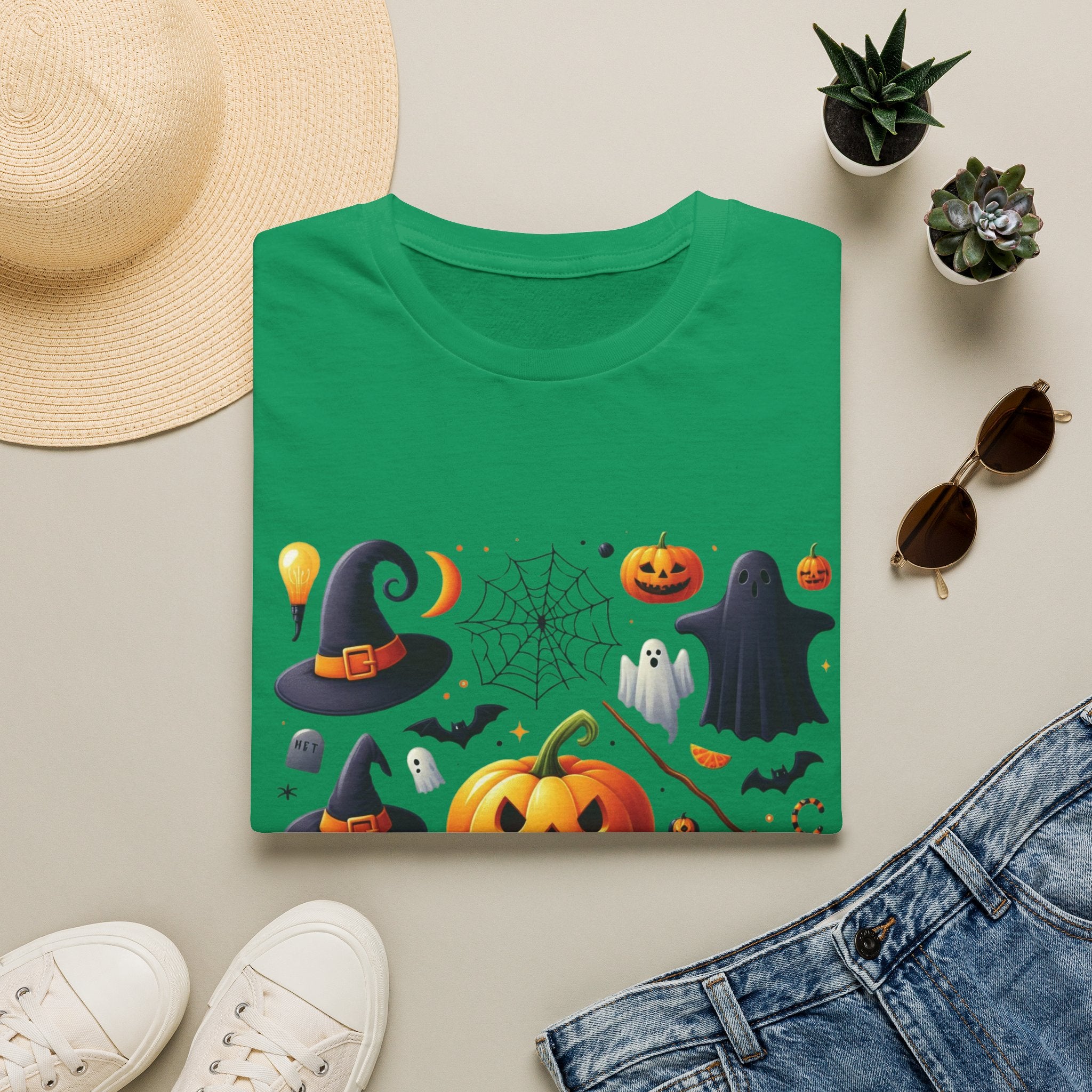Halloween Pumpkin Face Funny Scary Mens Cotton T-Shirt Tee Top Unisex Women Gift