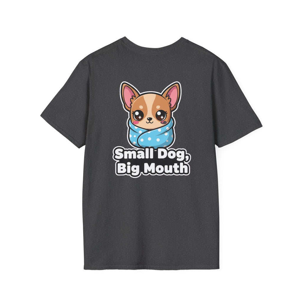 Cute Chihuahua Shirt Small Dog, Big Mouth Funny Dog Lover Unisex Softstyle Tee Gift