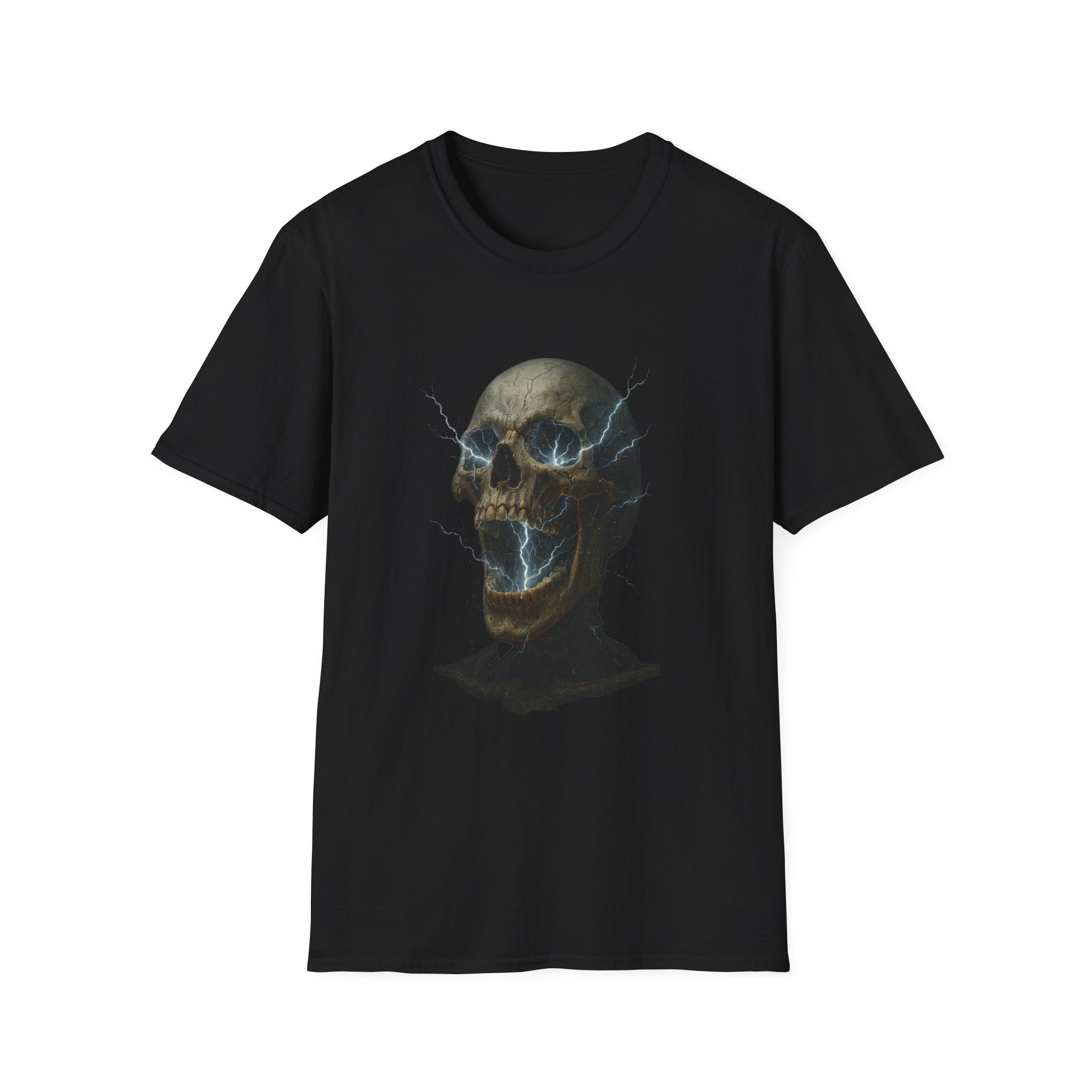 Funny Mens Electric Skull T-Shirt Classic Short Sleeve Shirt Apparel Clothing