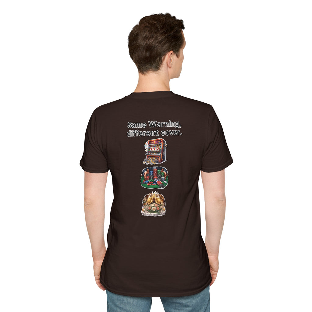 Funny Marriage T-Shirt Same Warning Different Cover Casino Gambling Wedding Humor Shirt Groom Bachelor Party Tee