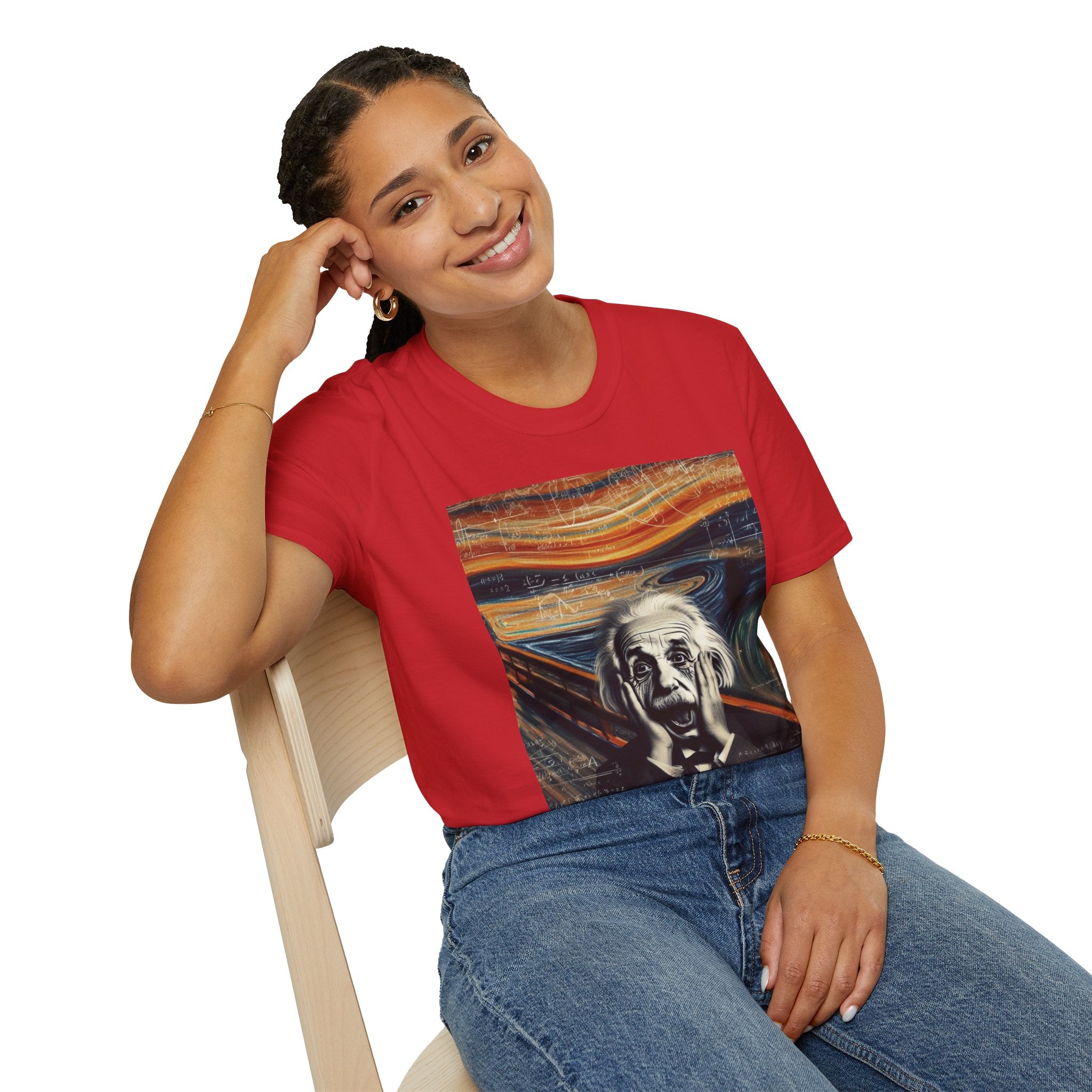 Funny Einstein Unisex Softstyle T-Shirt Edvard Munch Scream Cotton Gift Men Lady