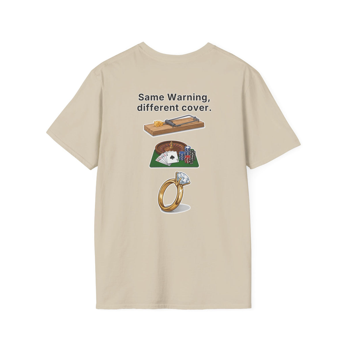 Funny Marriage T-Shirt Same Warning Different Cover Mousetrap Casino Ring Wedding Humor Shirt Groom Bachelor Party Tee