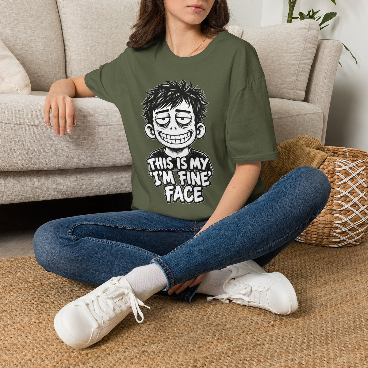 Funny Dark Humor Shirt This Is My I'm Fine Face Funny Office Tee Unique Gift
