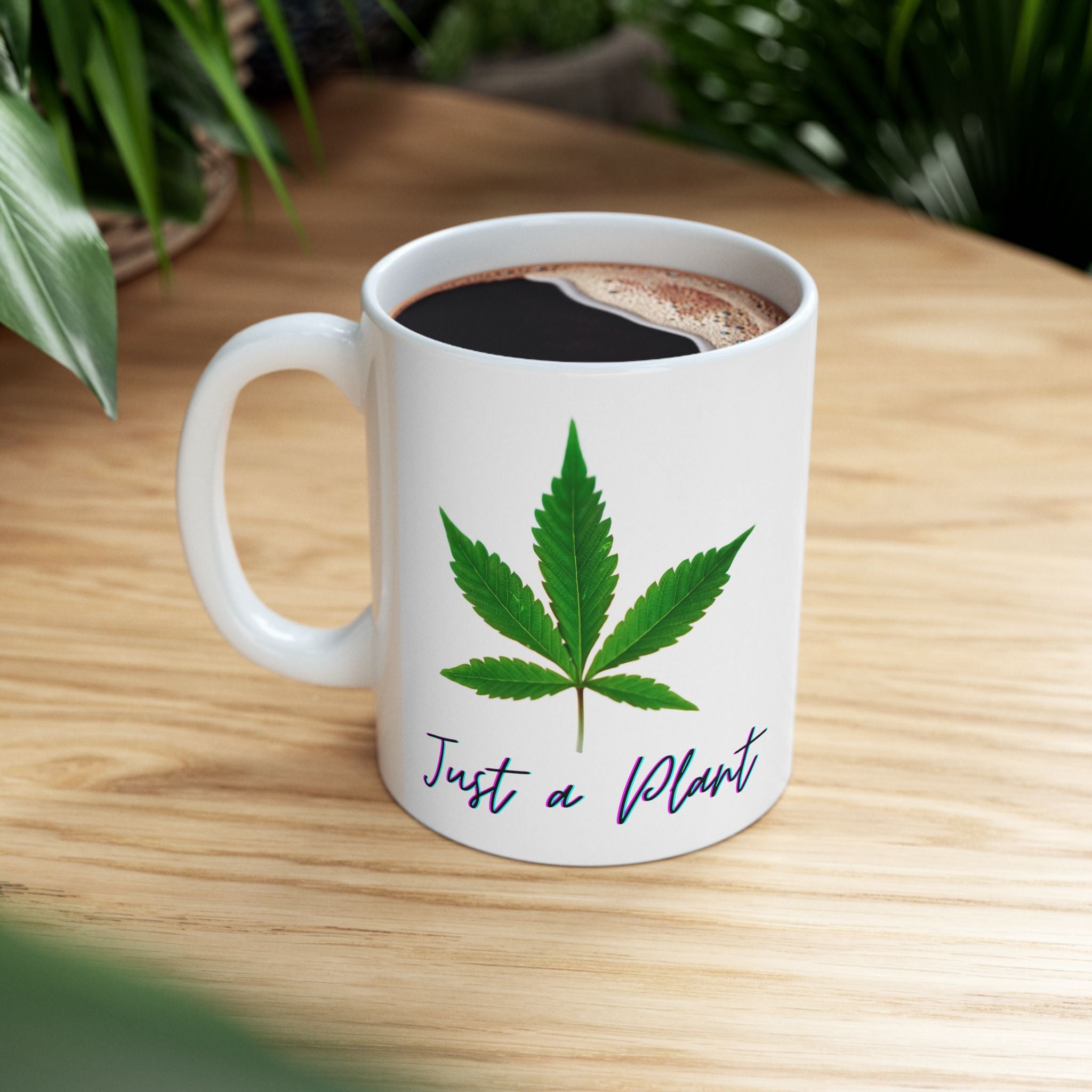 Ceramic Marijuana Leaf Mug 11oz White 0.33l Coffee Birthday Gift 11oz