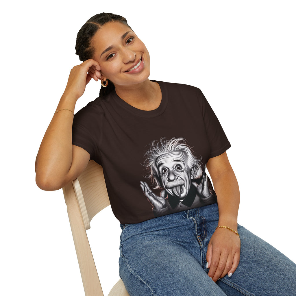 Funny Albert Einstein Print T-Shirt Unisex Softstyle T-Shirt Cotton Unique Gift