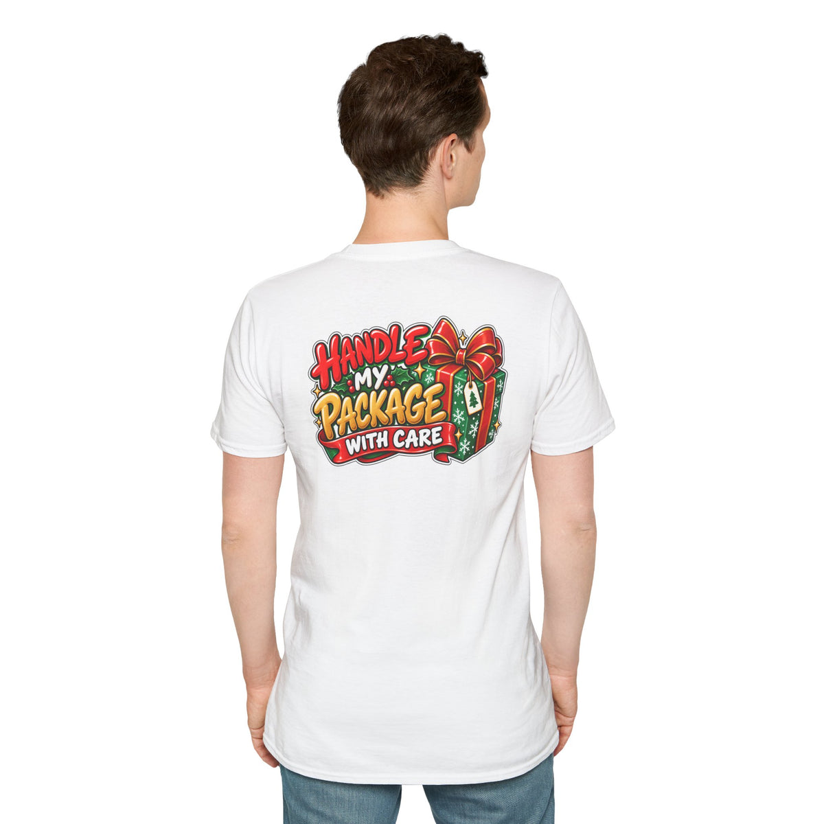 Funny Christmas Pun Tee Cheeky Holiday Shirt Dark Humor Funny Shirt HANDLE MY PACKAGE WITH CARE T-Shirt Unique Gift