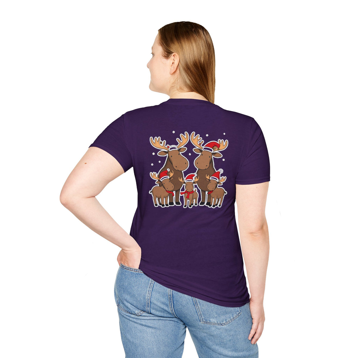 Christmas Moose Family T-Shirt | Cute Cartoon Holiday Design Unique Holiday Gift Shirt