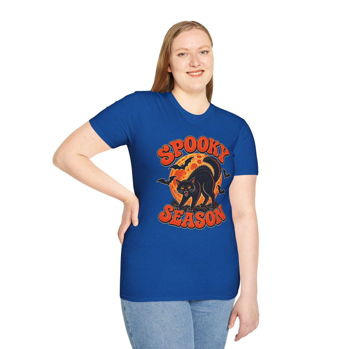 Retro Black Cat Halloween Shirt | Vintage Spooky Season Graphic Tee | Womens Halloween T-Shirt