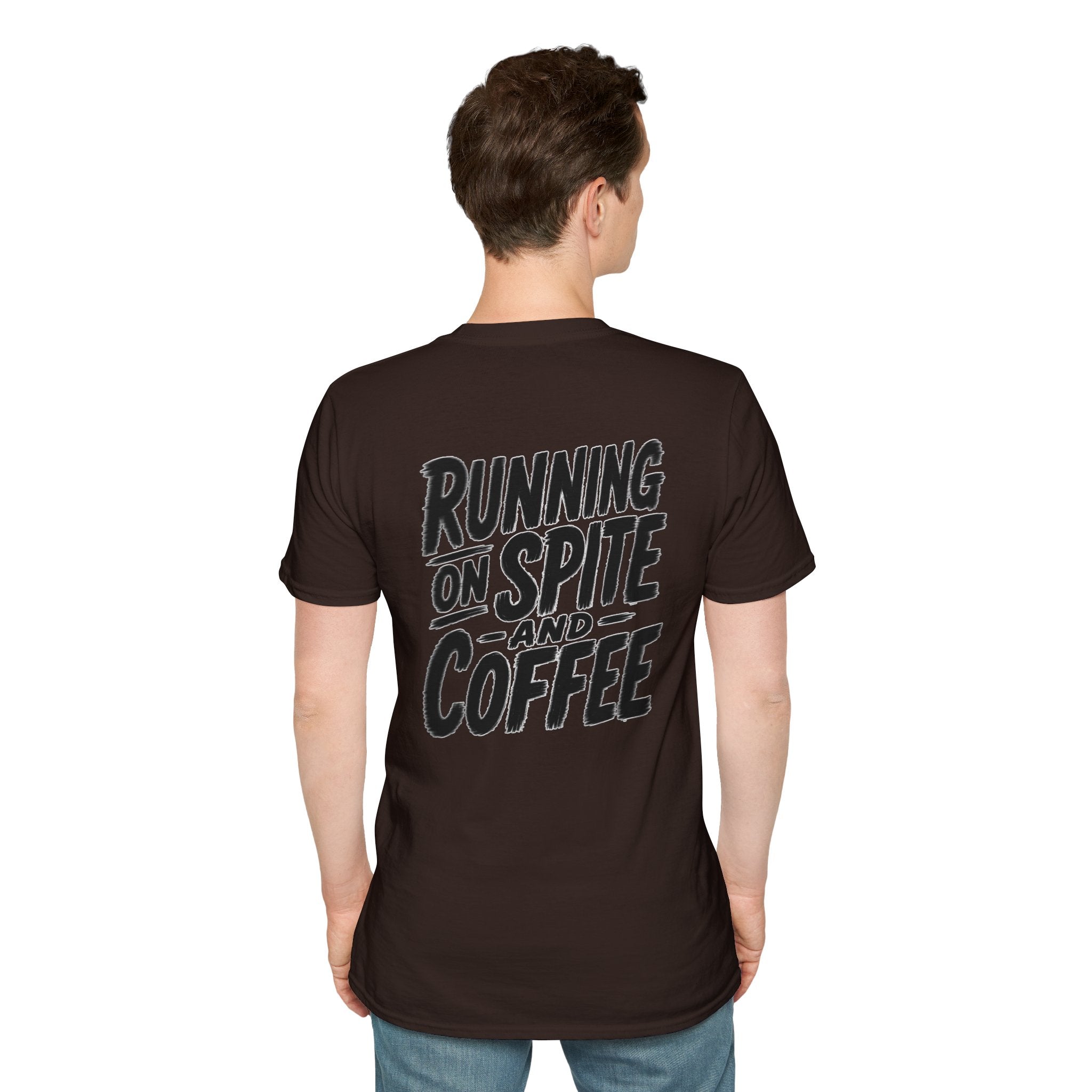 Funny Dark Humor Tshirt Running on Spite and Coffee Shirt — Dark Humor Coffee Lover Graphic Tee