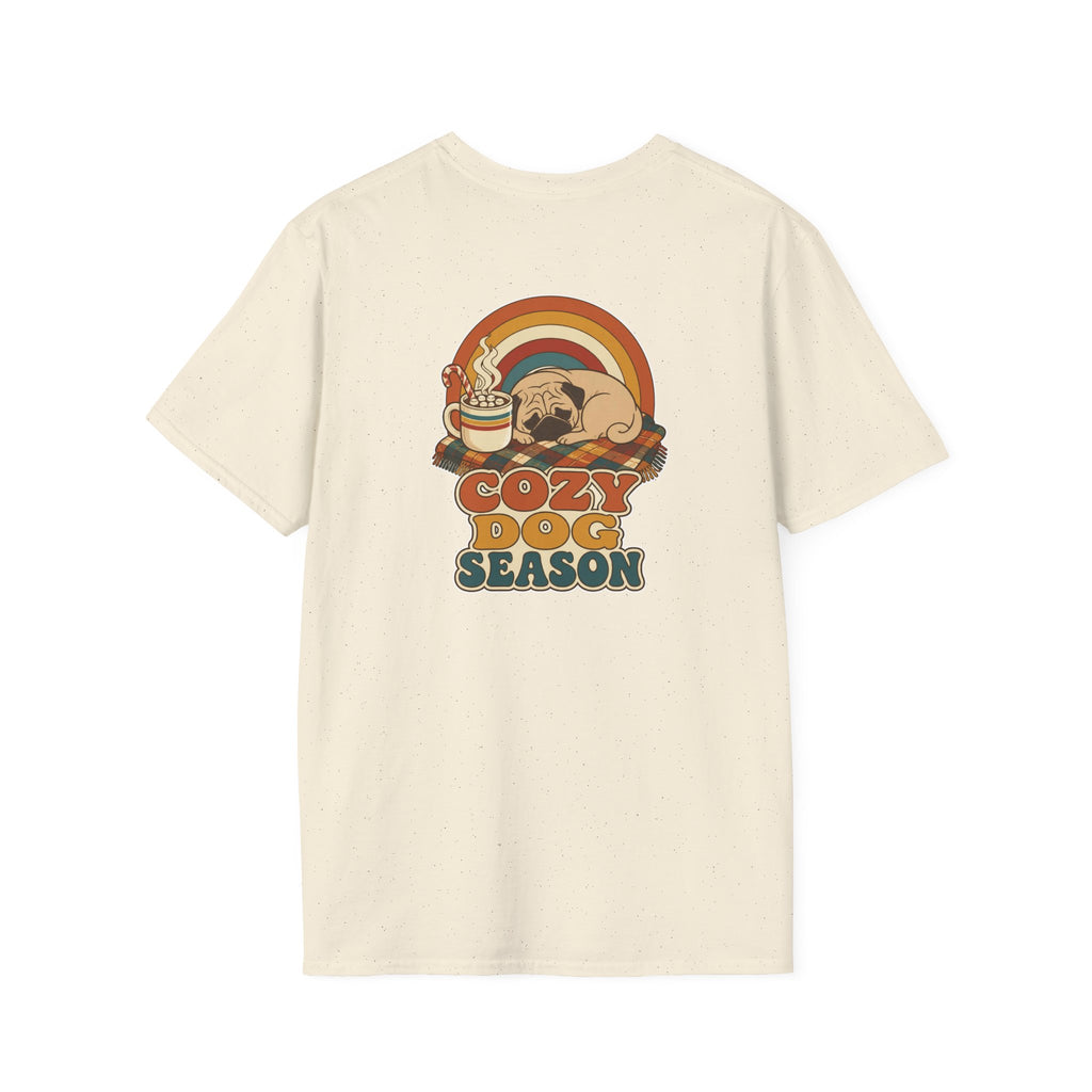 Retro Christmas Dog T-Shirt Cozy Dog Season Vintage Dog Lover Shirt Unisex Softstyle Tee Christmas Gift