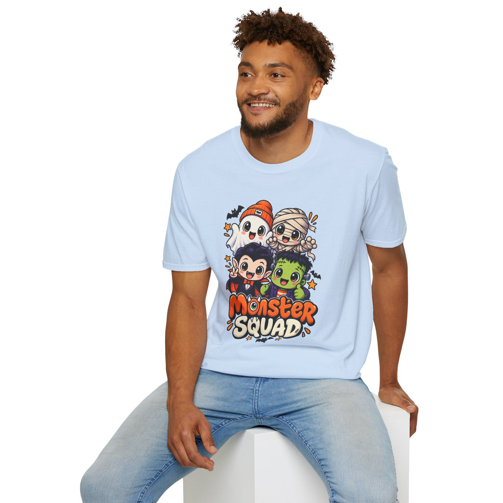 Funny Monster Squad Shirt | Cute Kawaii Halloween Tee | Ghost Mummy Vampire Frankenstein Graphic T-Shirt
