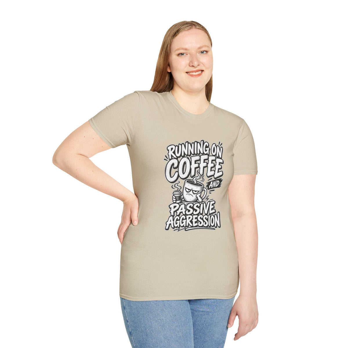 Funny Dark Humor Tshirt — Funny Office Tshirt Dark Humor Graphic Tee Unique Coworker Gift  RUNNING ON COFFEE AND PASSIVE AGGRESSION Shirt