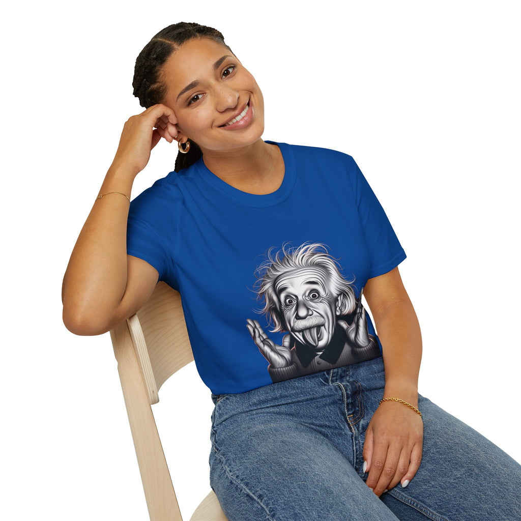 Funny Albert Einstein Print T-Shirt Unisex Softstyle T-Shirt Cotton Unique Gift