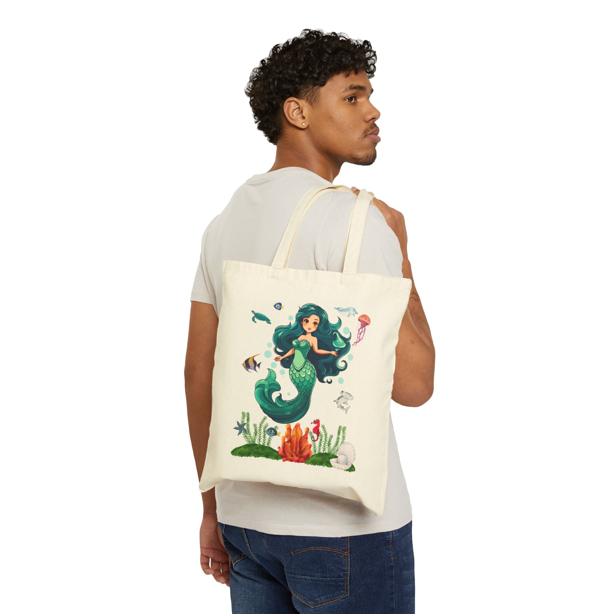 Women's Tote Bag Marine Life Cotton Canvas Bag Girl Best Gift Back To School New Best Gift