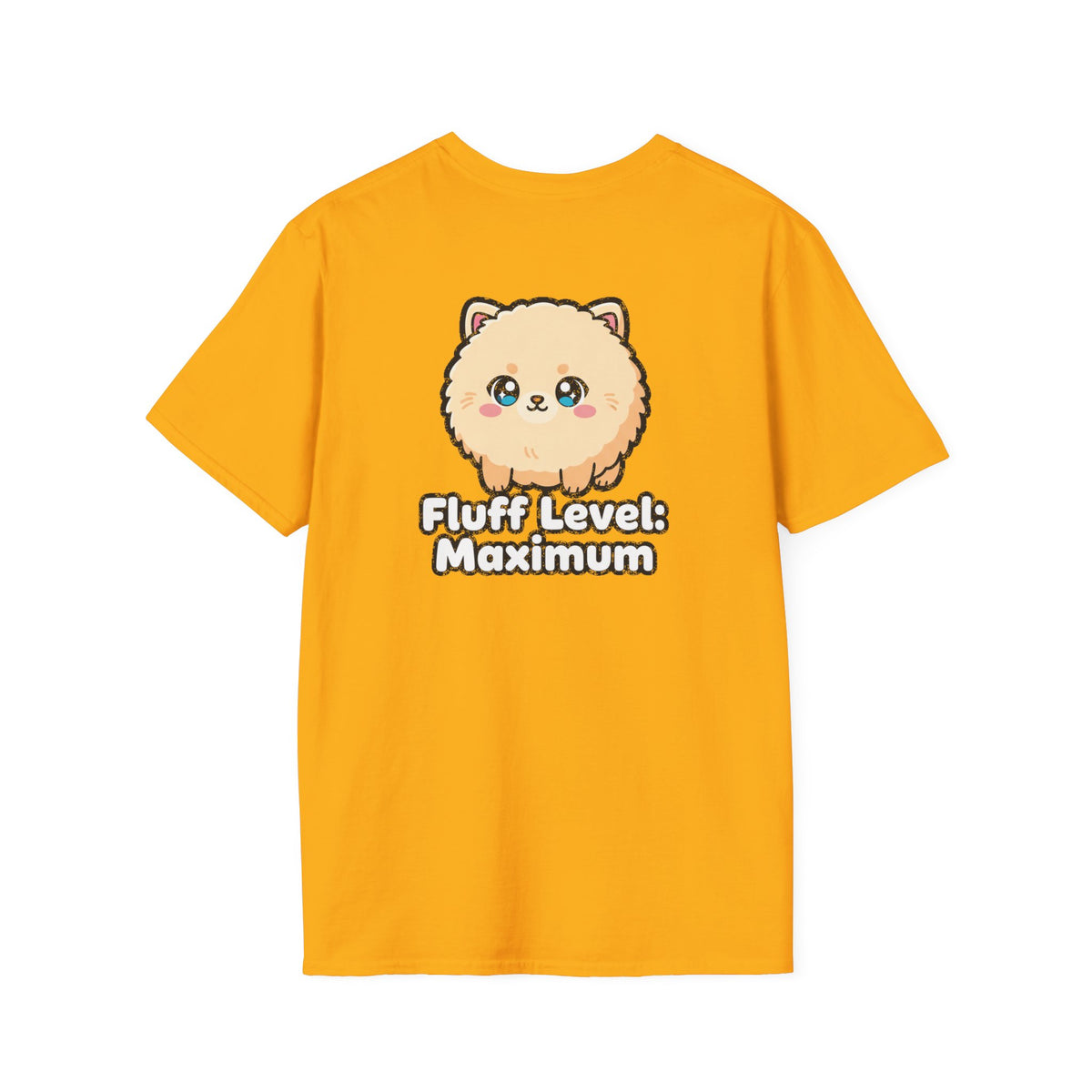 Cute Dog Pomeranian Shirt Fluff Level: Maximum Funny Dog Lover Unisex Softstyle Tee Gift