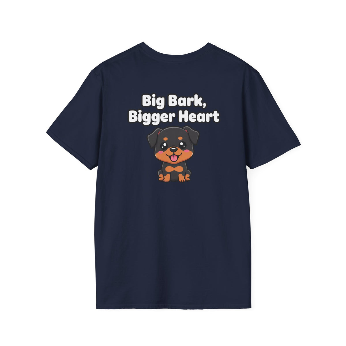 Cute Rottweiler Shirt Big Bark, Bigger Heart Funny Dog Lover Unisex Softstyle Tee Gift