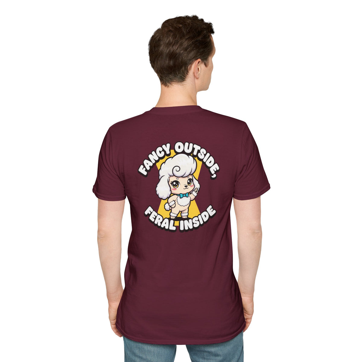 Cute Poodle Shirt Fancy Outside, Feral Inside Funny Dog Lover Unisex Softstyle Tee Gift