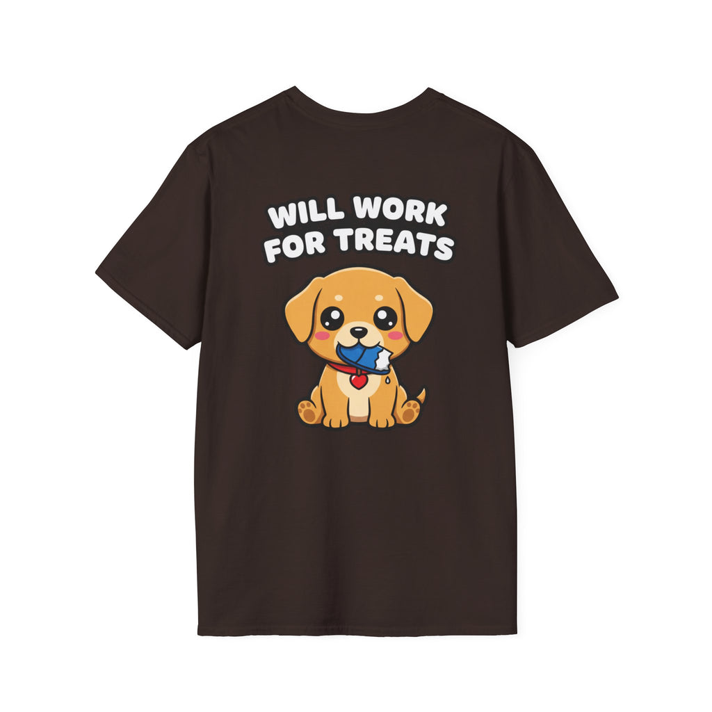Cute Labrador Shirt Will Work For Treats Funny Dog Lover Unisex Softstyle Tee Gift