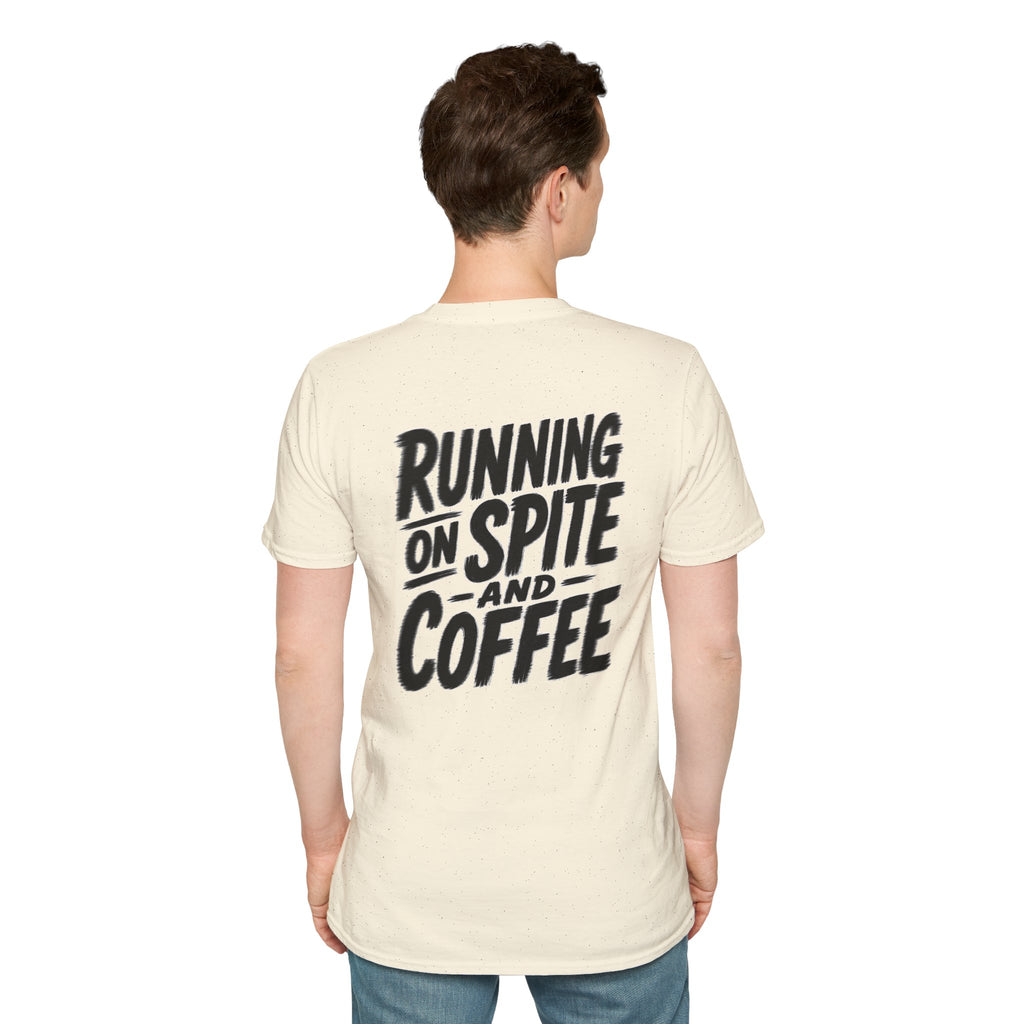 Funny Dark Humor Tshirt Running on Spite and Coffee Shirt — Dark Humor Coffee Lover Graphic Tee