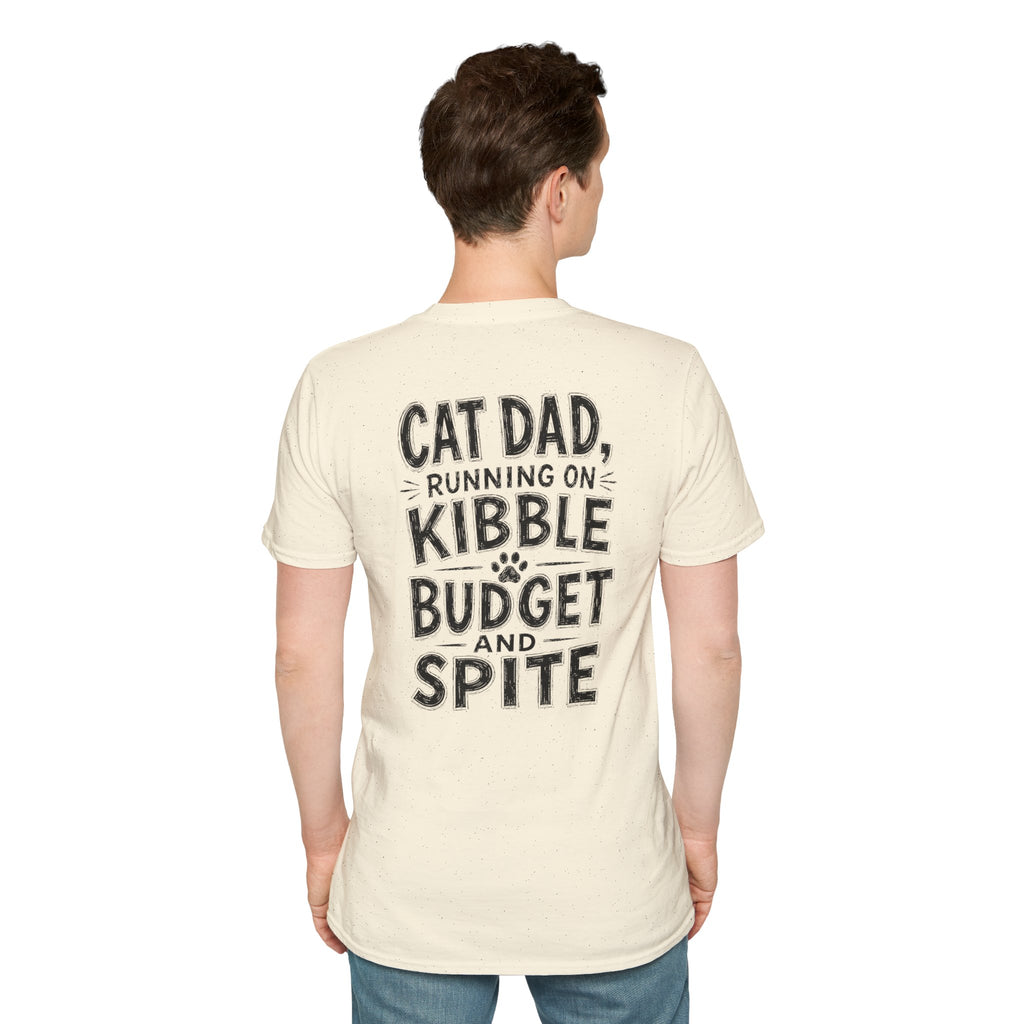 Cat Dad Shirt Running on Kibble Budget and Spite Dark Humor Tee Unique Gift Funny Tshirt